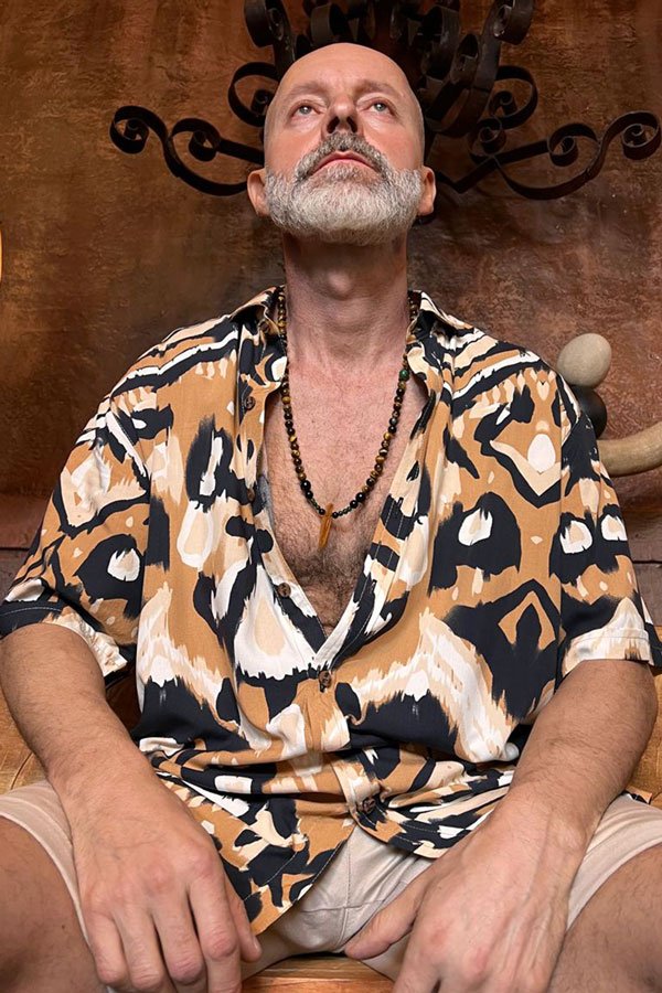 Camisa Ikat Animal Camel Negro. Est 333 - Imagen 2